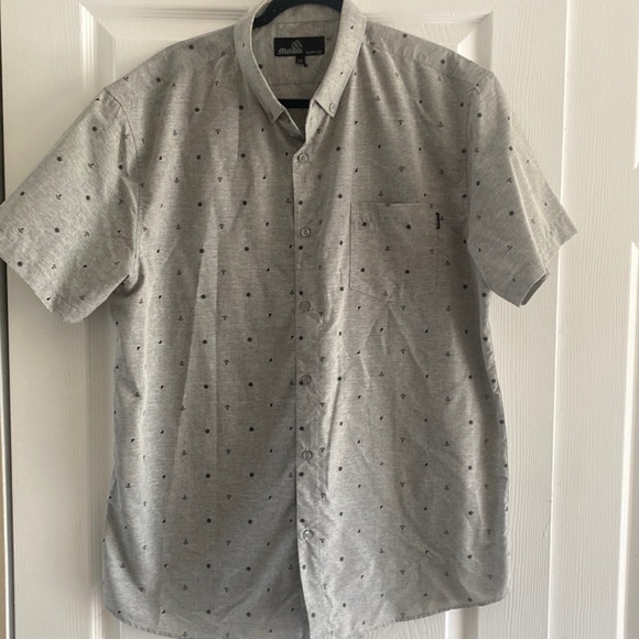 Molokai surf gray casual button up short sleeve nautical anchors and helm XXL - Picture 1 of 4